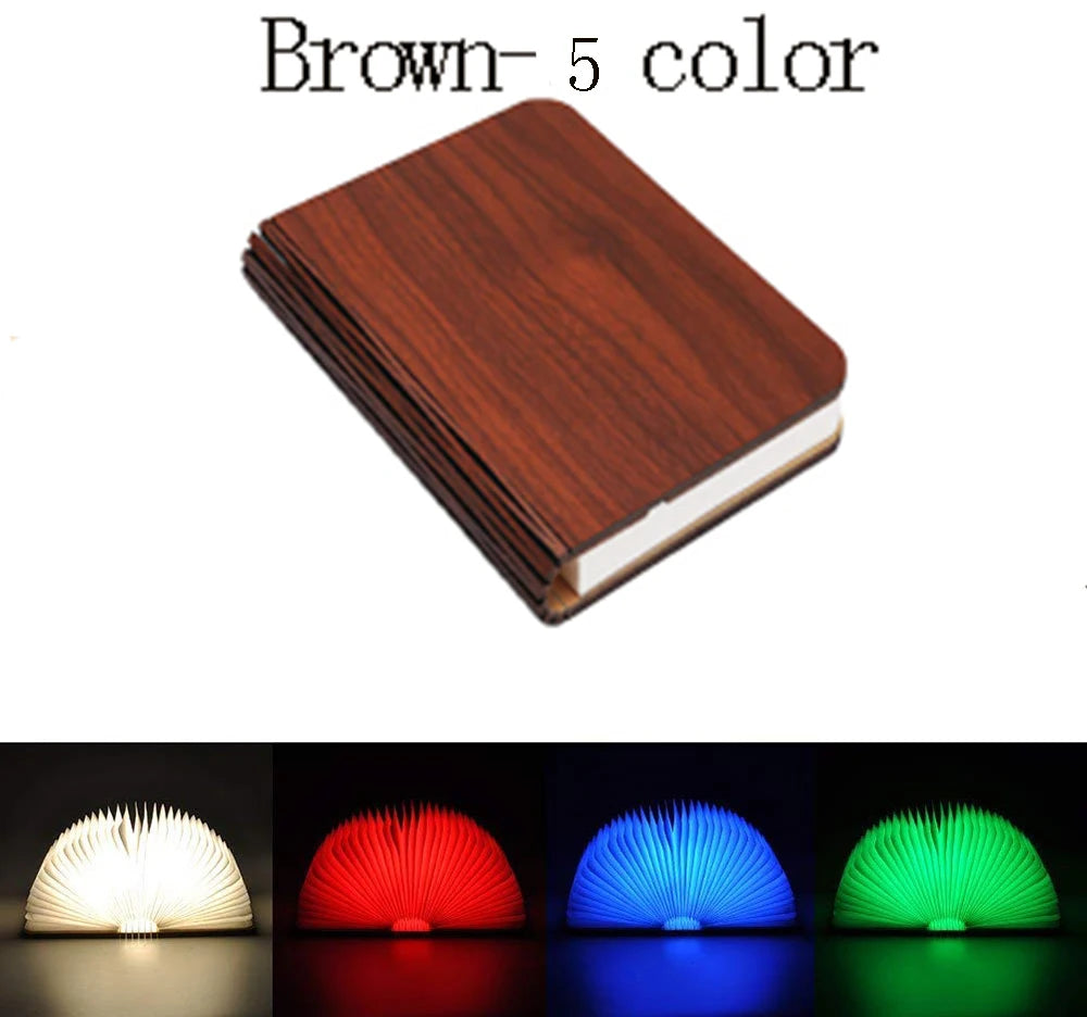 LED Foldable Book Light Creative Wooden Luminous Book for Children Kids’Birthday Holiday Christmas Gift Rechargeable Night Lamp